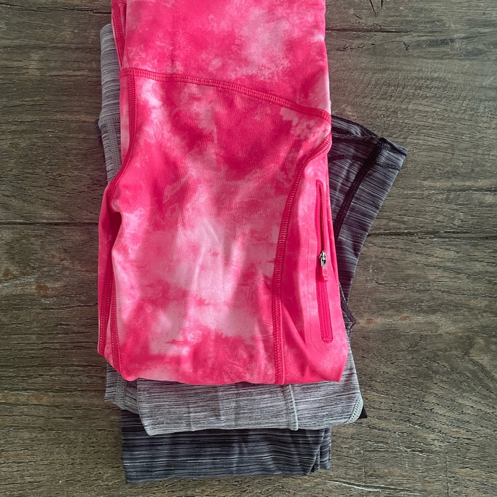 Lululemon BUNDLE: 17” cropped leggings, size 2.  3 pair of leggings.